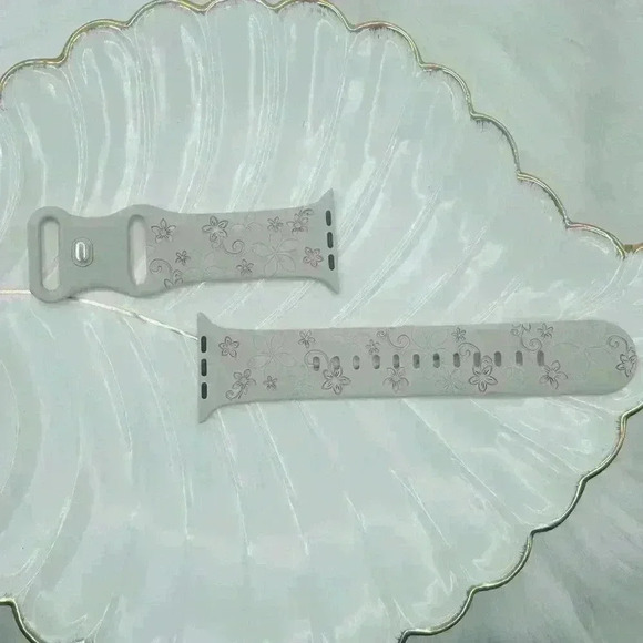 Floral Design Apple Watch Bands in Beige pink 42mm 44mm 45mm 49mm - Picture 2 of 7